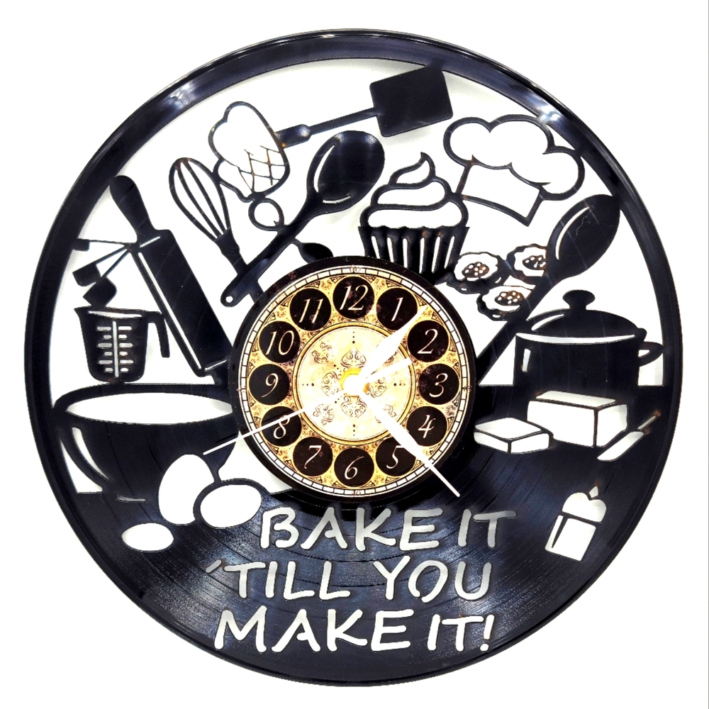 BAKE IT 'TILL YOU MAKE IT! vinyl record clock